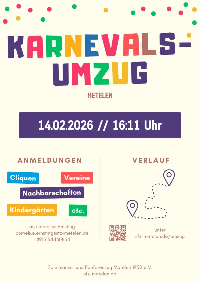Plakat: Karnevalsumzug Metelen